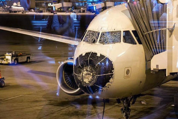 DOLU FIRTINASI UÇAĞI ACİL İNDİRDİ !