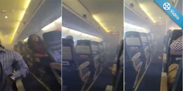 UÇAKTA DUMAN PANİĞE NEDEN OLDU! (GÖRÜNTÜLÜ)