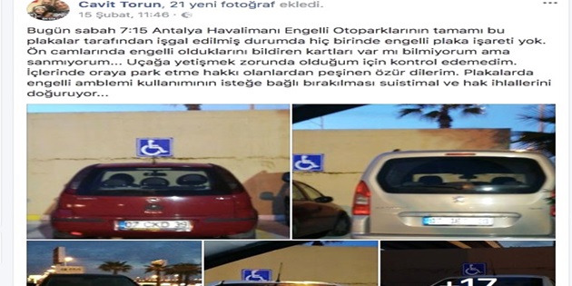 ANTALYA HAVALİMANI’NDA ENGELLİ OTOPARKI İSYANI!