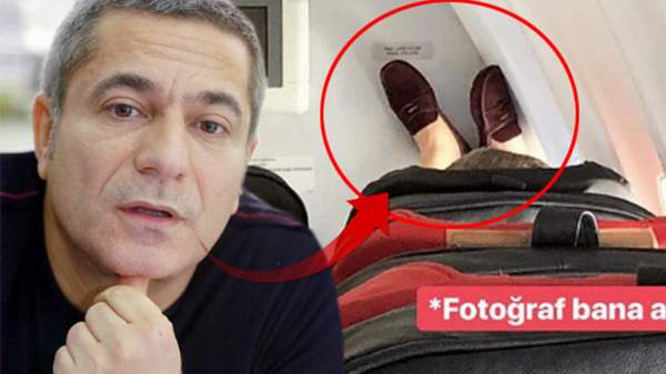 ÜNLÜ ŞOVMEN UÇAKTA AYAKLARINI NEDEN DAYADI?