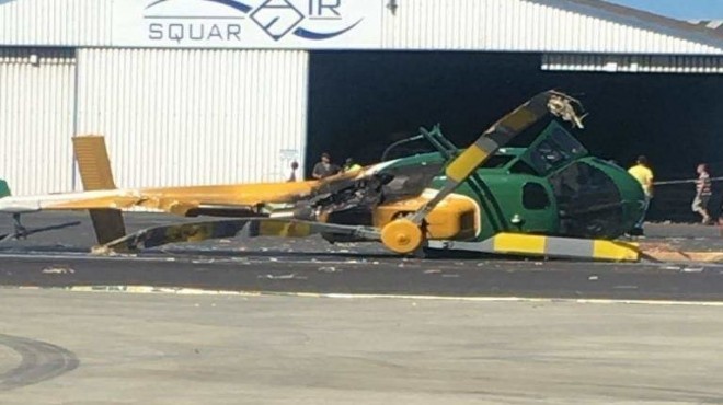 HELİKOPTER KALKIŞTA DÜŞTÜ!