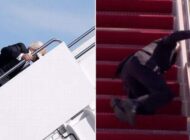 BİDEN UÇAĞIN MERDİVENLERİNDE 3 KEZ DÜŞTÜ! (videolu)