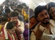 KISITLAMALARDAN KAÇMAK İÇİN UÇAKTA DÜĞÜN YAPTILAR