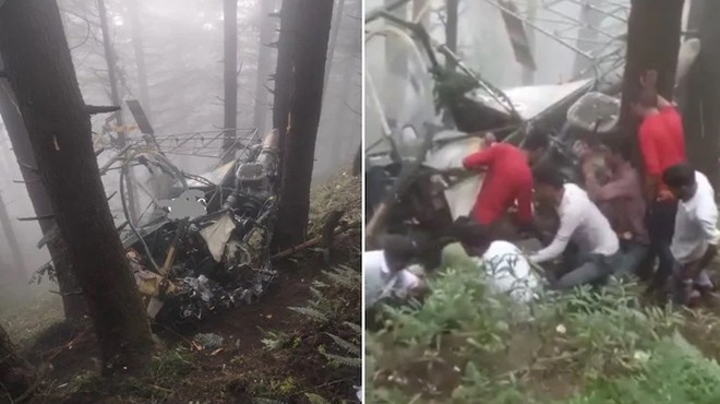 HİNDİSTAN’DA HELİKOPTER DÜŞTÜ