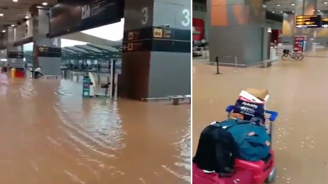 HİNDİSTAN’DA HAVALİMANINI SU BASTI!