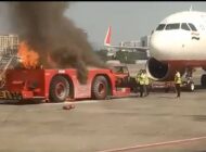MUMBAİ HAVALİMANI’NDA PUSH BACK ARACI ALEV ALDI