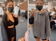 ÜNLÜ MODEL UÇAĞA BİNMEK İÇİN KIYAFETİNİ DEĞİŞTİRDİ