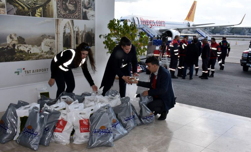ERCAN HAVALİMANI’NDAN DEPREM BÖLGELERİNE DESTEK