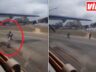 KALKIŞA HAZIRLANAN UÇAĞIN ÖNÜNE ÇIKTI