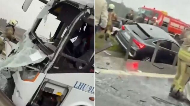 İSTANBUL HAVALİMANI’NA POLİSLERİ TAŞIYAN SERVİS KAZA YAPTI