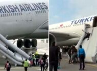THY UÇAĞINDA YOLCULAR KAYDIRAKLA TAHLİYE EDİLDİ