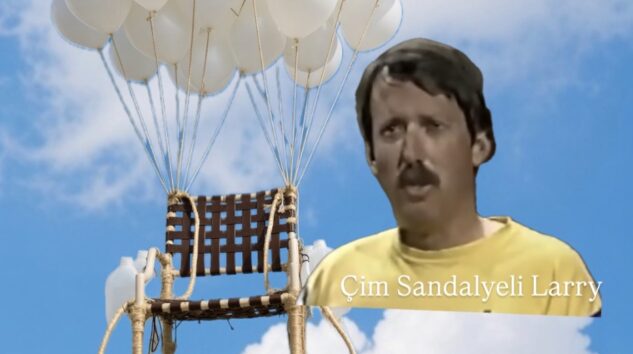ÇİM SANDALYE İLE UÇTU